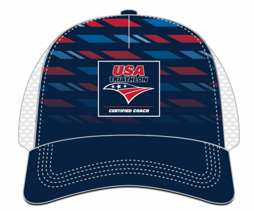 USAT Certified Coach Trucker Hat  - Navy, Red and White