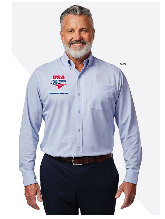 Men's USAT Certified Official Long Sleeve Button Down Knit Shirt